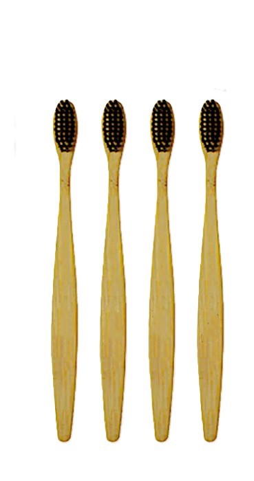 Bamboo Toothbrush Charcoal Adult - Soft (Pack of 4)